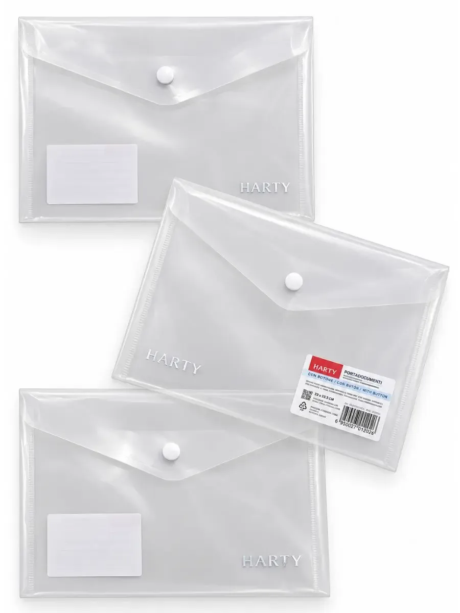 Paquete con 12 sobres transparentes 13.5x19 cm Harty al por mayor