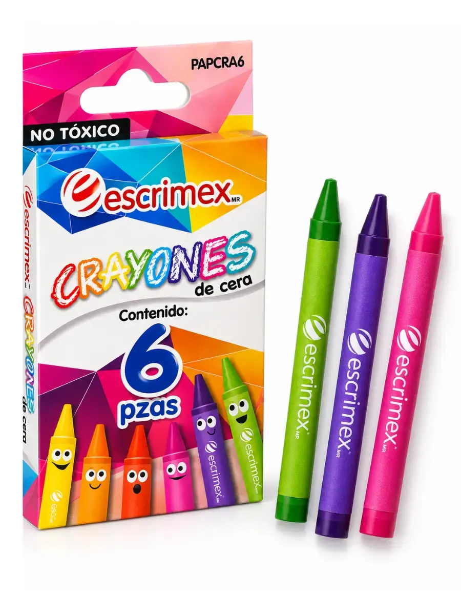 Paquete de crayones de cera delgados con 6 colores Escrimex al por mayor