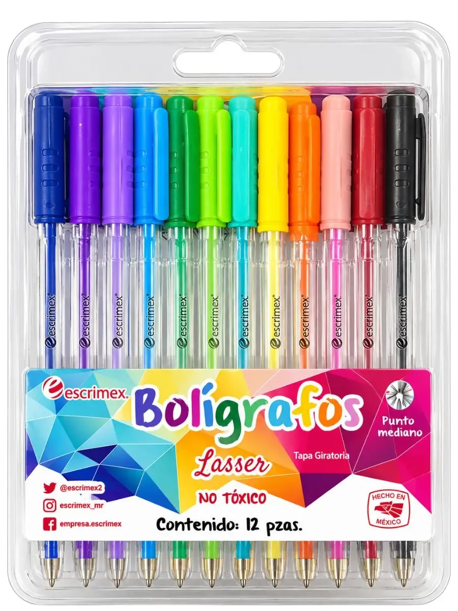 Caja de bolígrafos con 12 colores surtidos Escrimex al por mayor