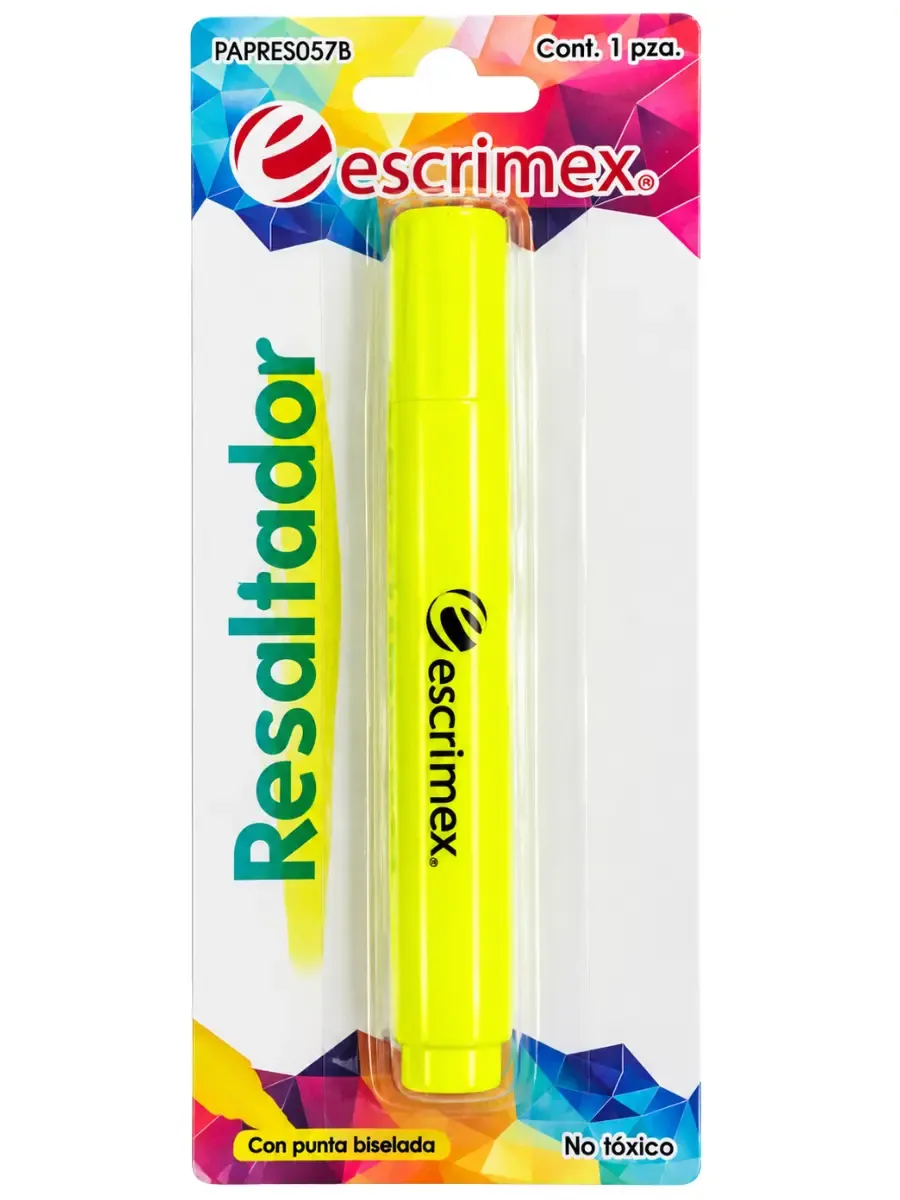 Resaltador de textos color amarillo fluorescente en empaque de blíster individual al por mayor
