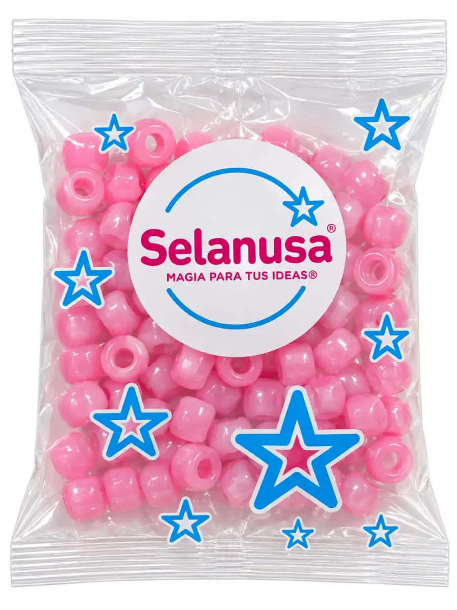 Bolsa con 100 piezas de cuentas o bolitas de plástico perladas color rosa #272 al por mayor