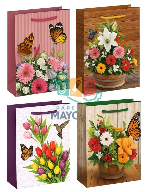 Bolsa jumbo Pradera 47x40x15 cm 6 pzas – Mayoreo Paquete con 6 pzas de bolsas jumbo de regalo modelo Pradera 47x40x15 cm Padcolor al por mayor