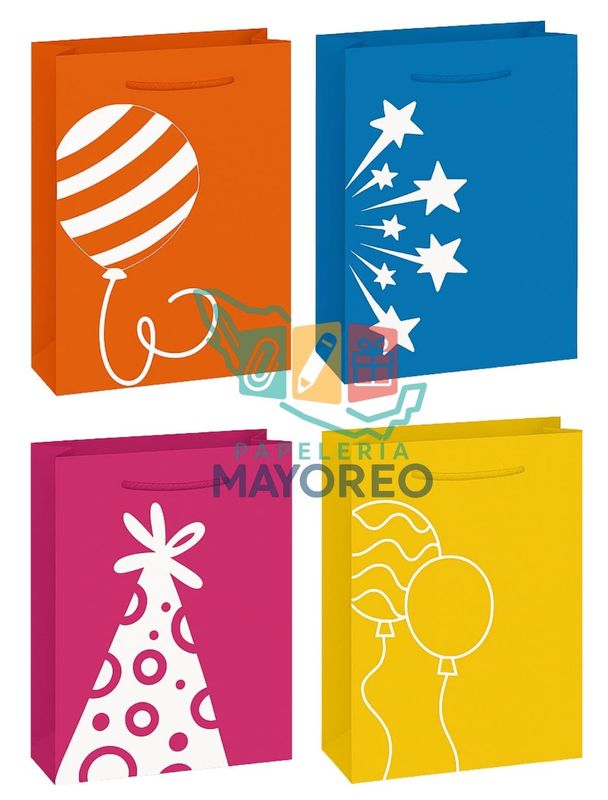 Bolsa jumbo 8 pzas 47x40x15 cm Party – Mayoreo Proveedor mayorista de bolsas de regalo y artículos de fiesta Padcolor en México