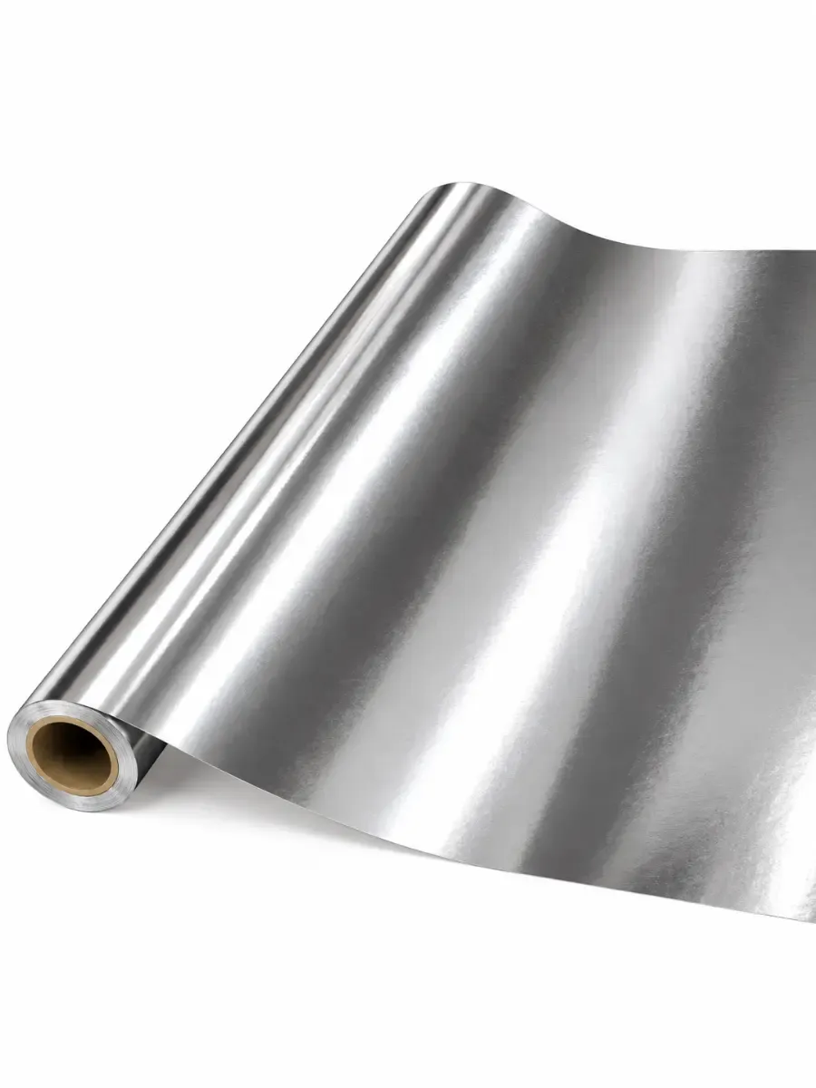 Rollo de papel metálico color plata brillante de 25 metros por 60 cm al por mayor