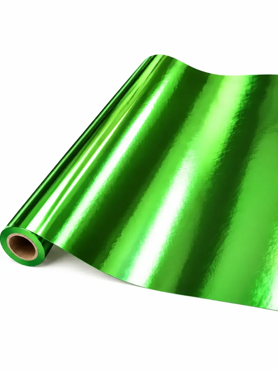 Rollo de papel metálico color verde brillante de 25 metros por 60 cm al por mayor