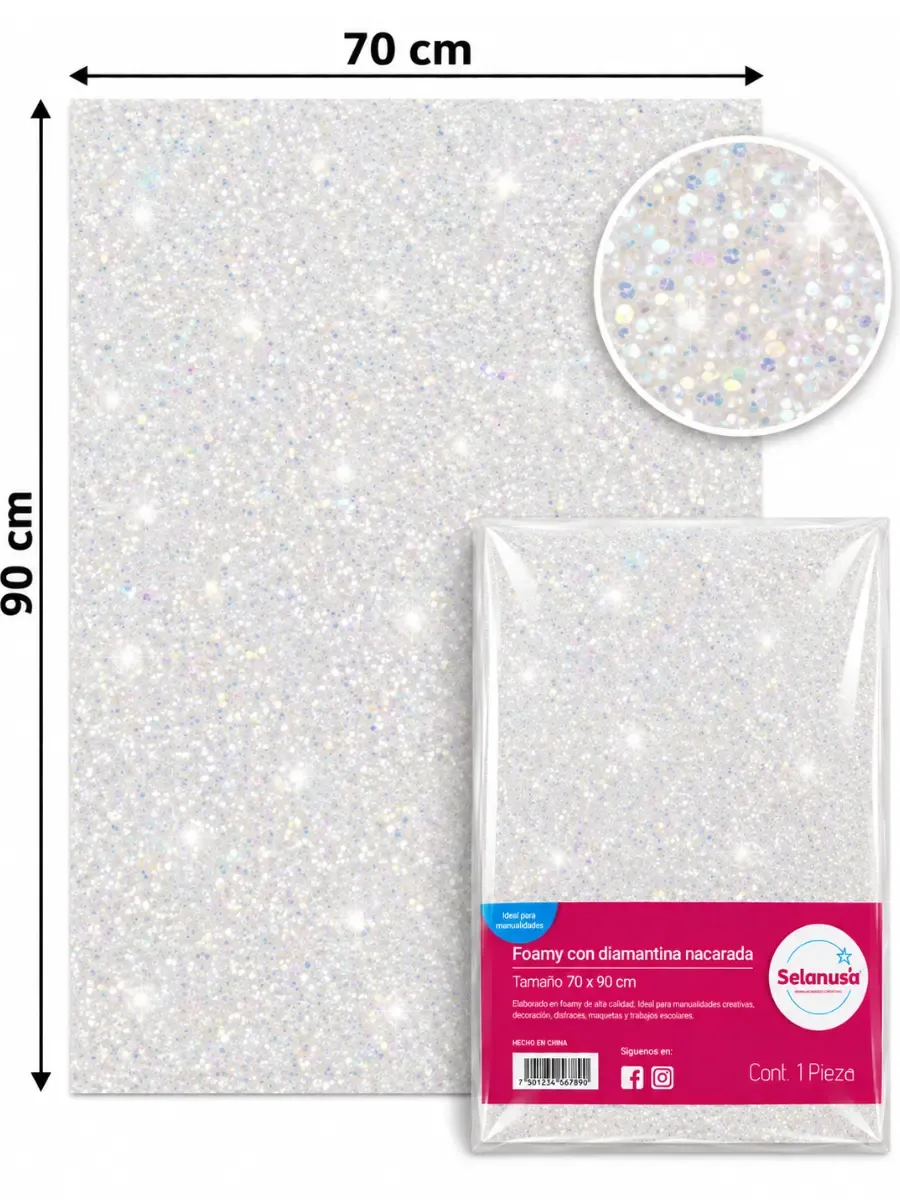 Distribución nacional de foamy diamantado blanco para manualidades y papelerías