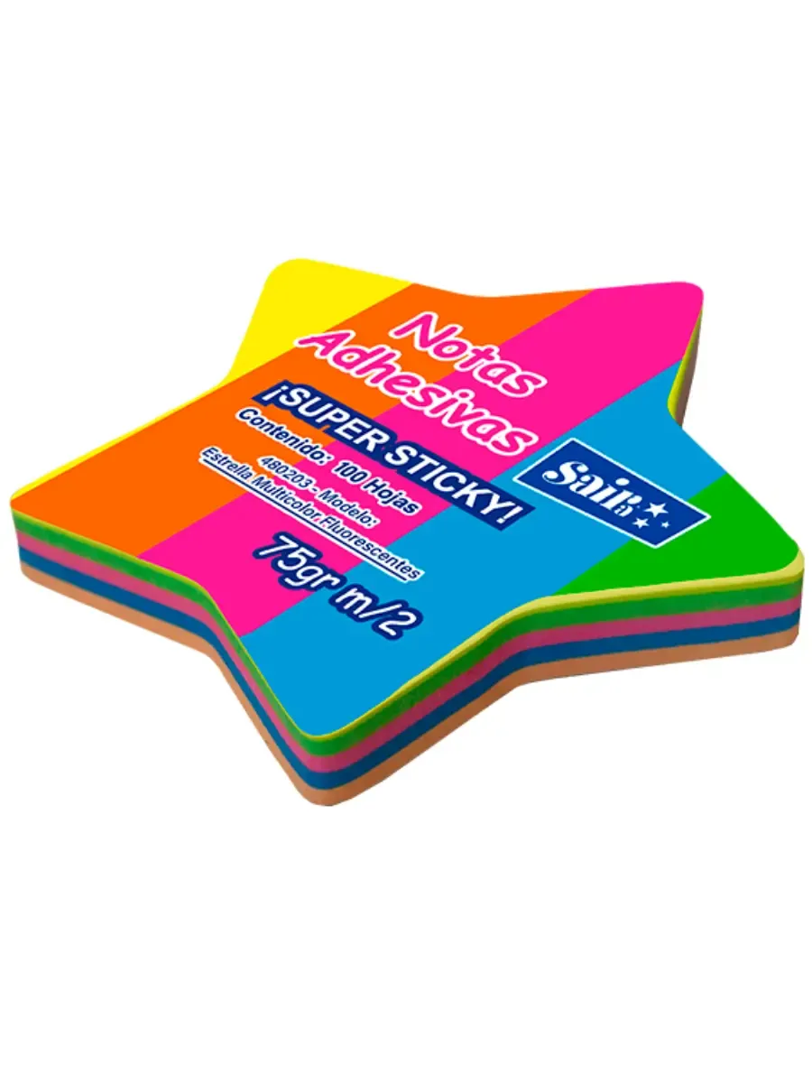 Nota multicolor con 100 hojas Flor Estrella – Mayoreo Talonario de notas troquelado con forma de estrella y 100 hojas Flecha Saira al por mayor
