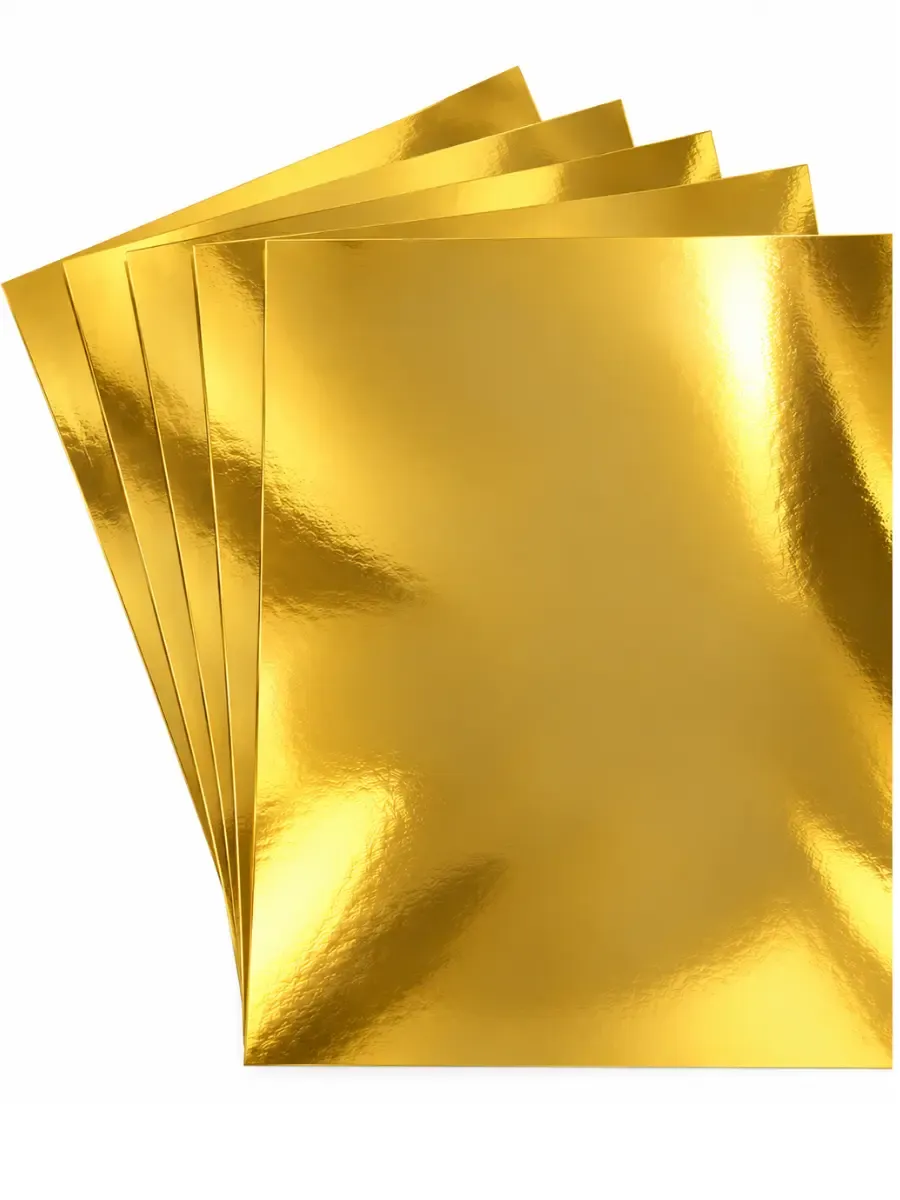 Cartulinas con acabado metalizado brillante en tono dorado para trabajos escolares