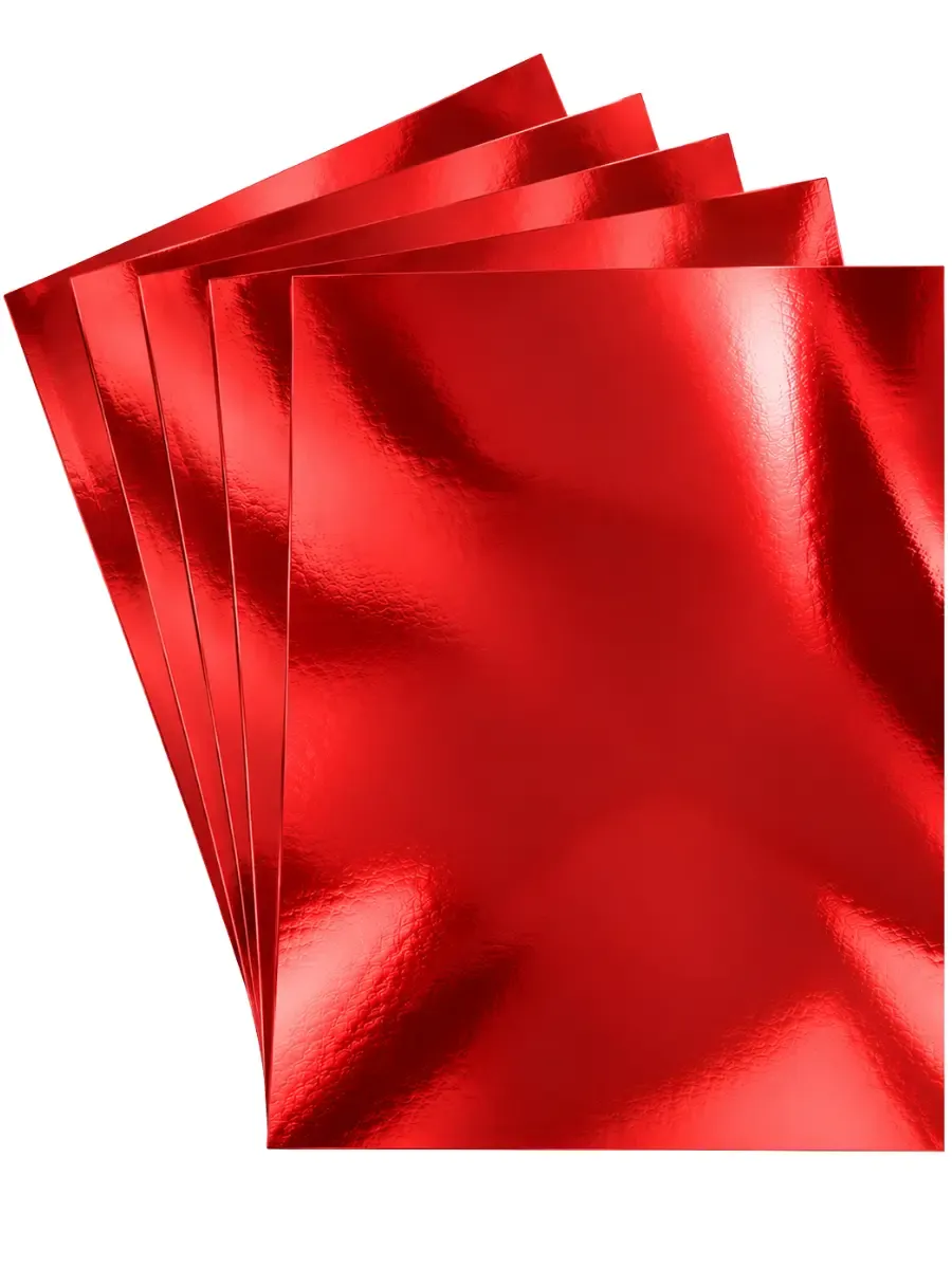 Cartulinas con acabado metalizado brillante en tono rojo vivo para trabajos escolares