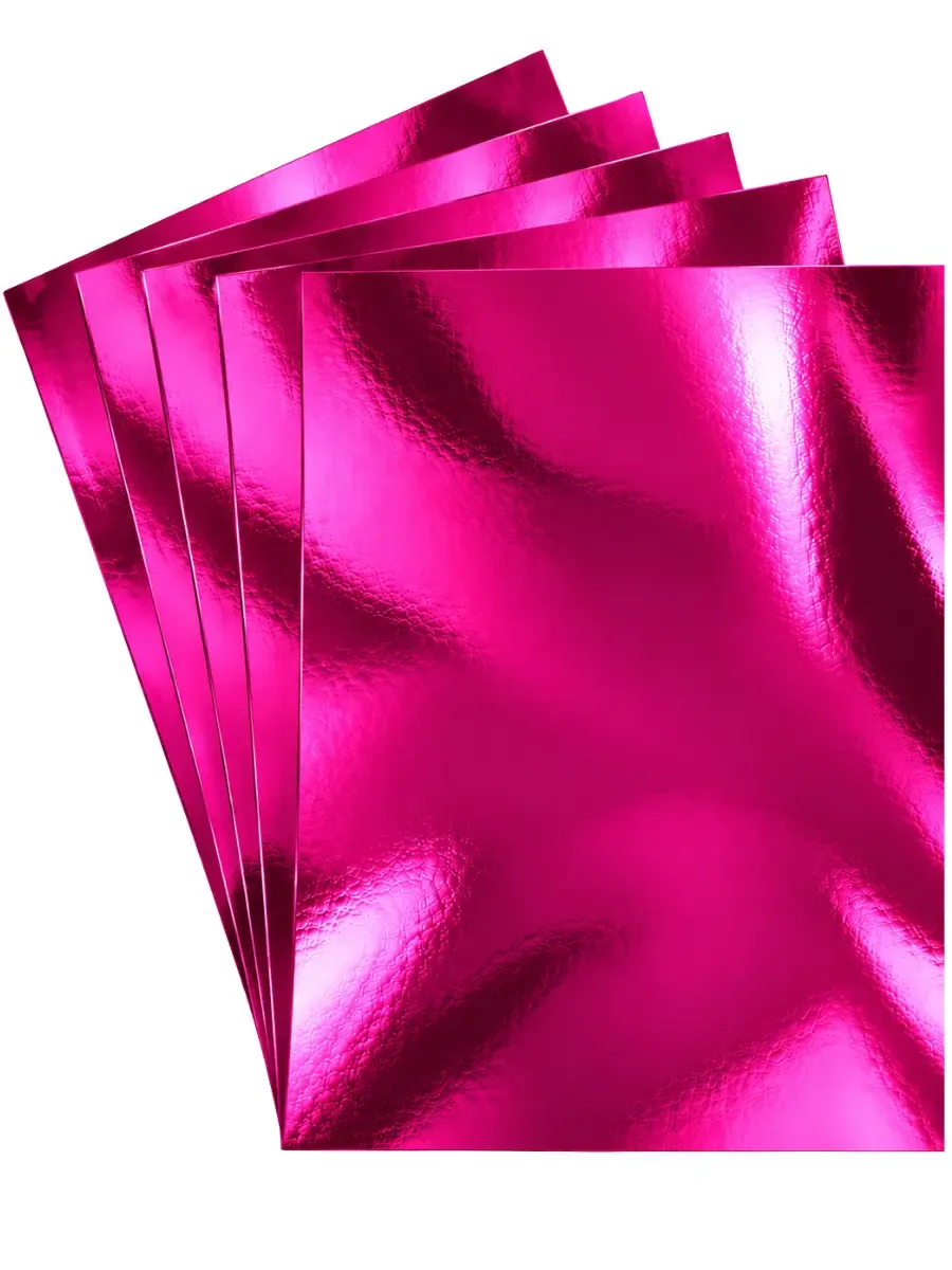 Paquete mayorista de 5 piezas de cartulina metálica color fucsia brillante marca Saira
