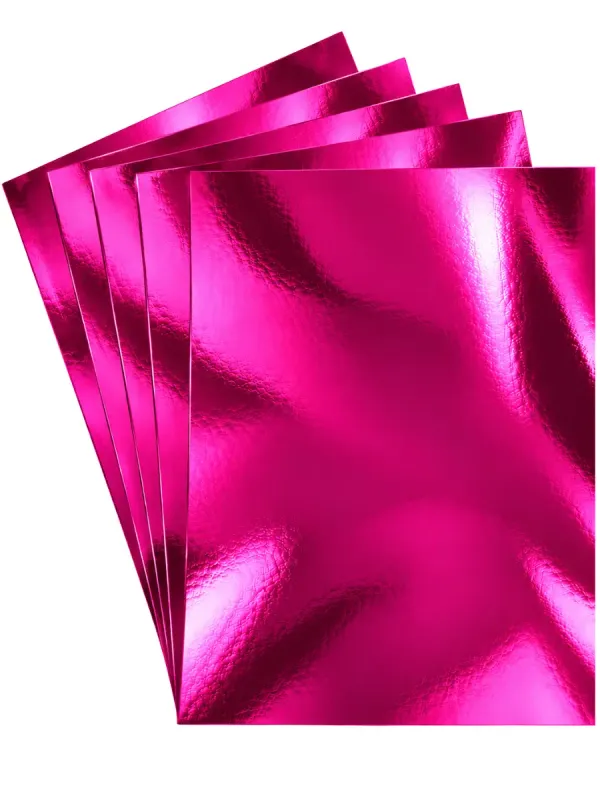 Paquete mayorista de 5 piezas de cartulina metálica color fucsia brillante marca Saira