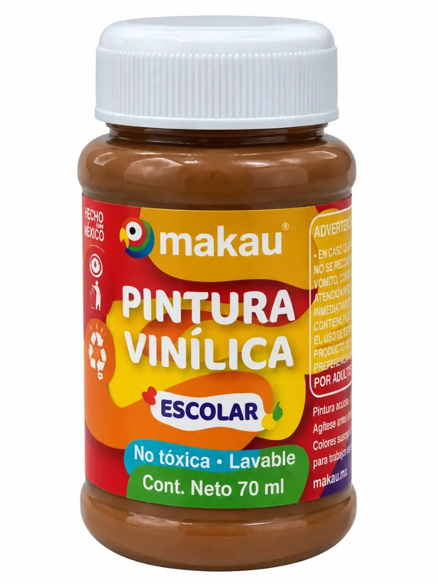 Frasco individual al por mayor de pintura vinílica escolar color cajeta de 70 ml