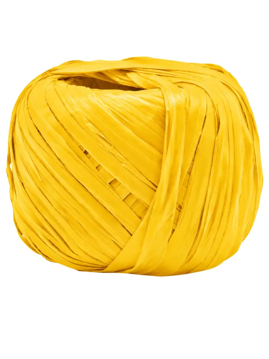 Rollo de rafia sintética Selanusa modelo 121 en color amarillo mango para empaque al por mayor