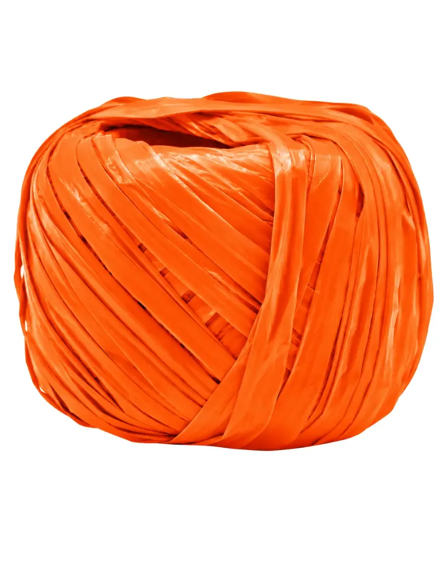 Rollo de rafia sintética Selanusa modelo 120 en color naranja para empaque al por mayor