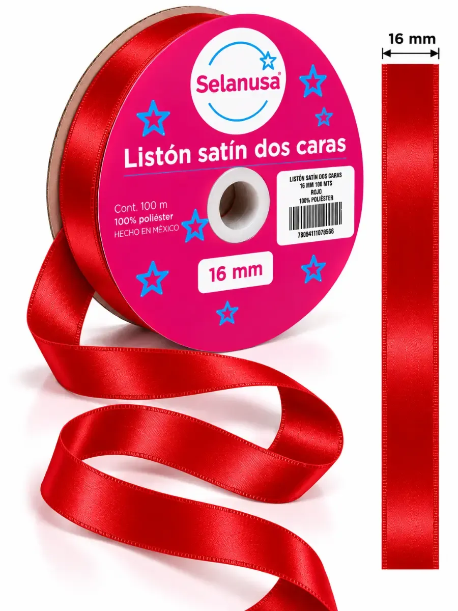 Listón satin 16mm rollo con 100 m. rojo – Mayoreo Listón satin 16mm rollo con 100 m. rojo – Mayoreo