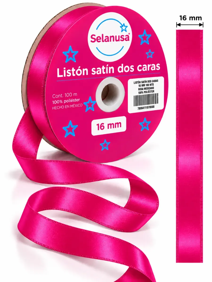 Listón satin 16mm rollo con 100 m. rosa mex – Mayoreo Listón satin 16mm rollo con 100 m. rosa mex – Mayoreo