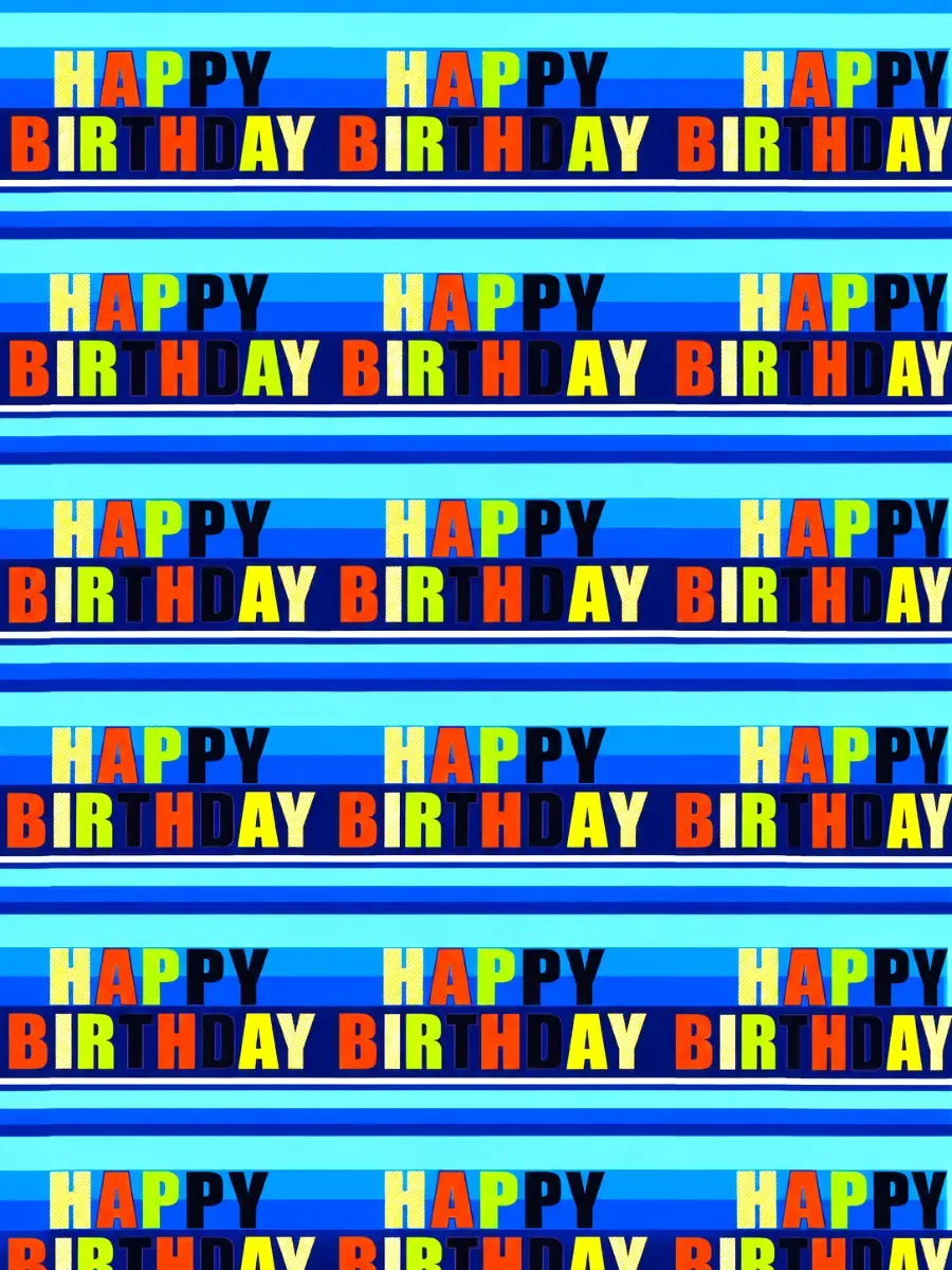 Papel de Regalo Happy Birthday Azul C/10 pzas - Mayoreo Paquete con 10 pliegos de papel de regalo Happy Birthday en color azul de 69x51 cm con diseños festivos