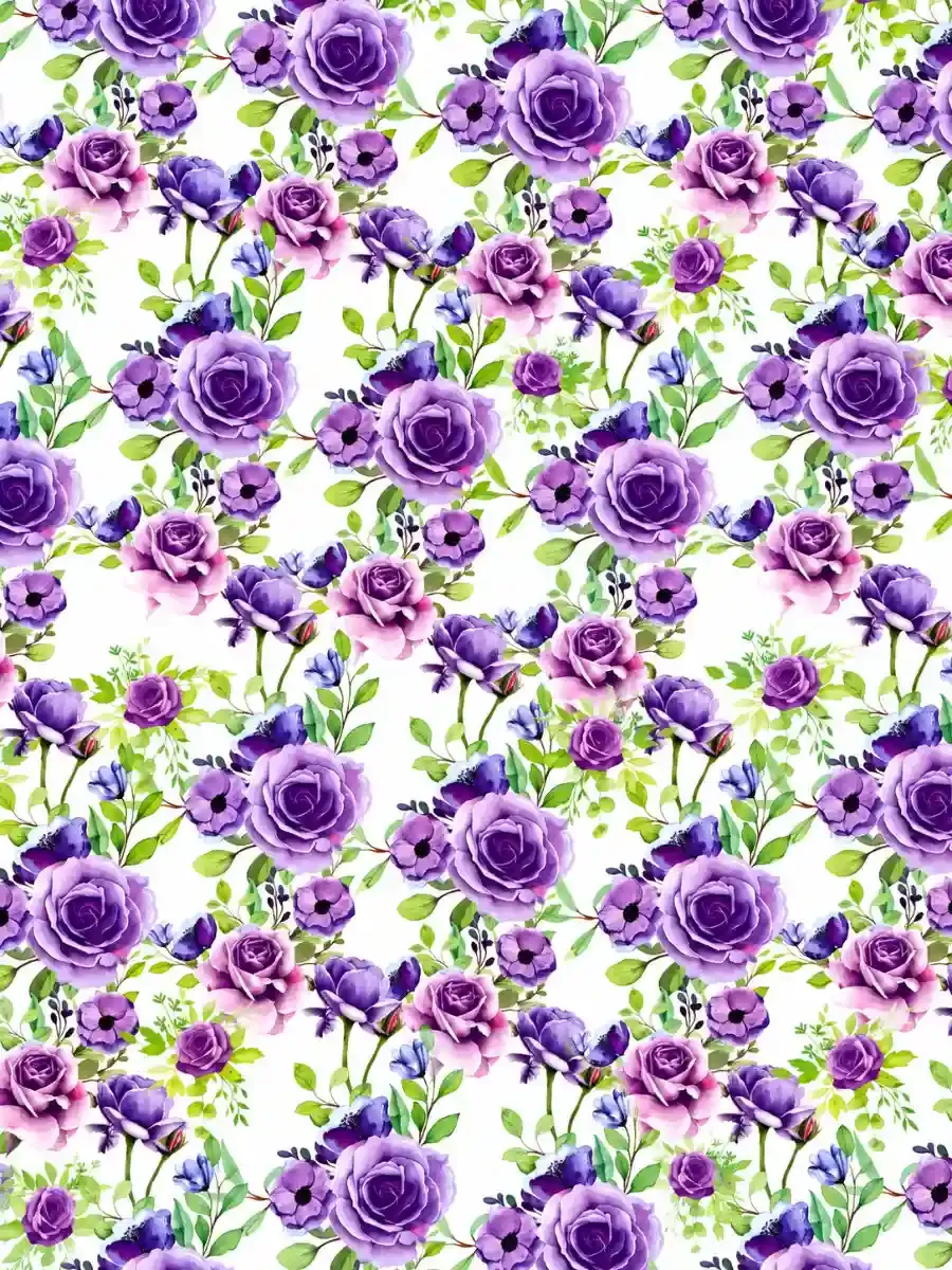 Paquete con 10 pliegos de papel de regalo con diseño floral y flores moradas de 69x51 cm