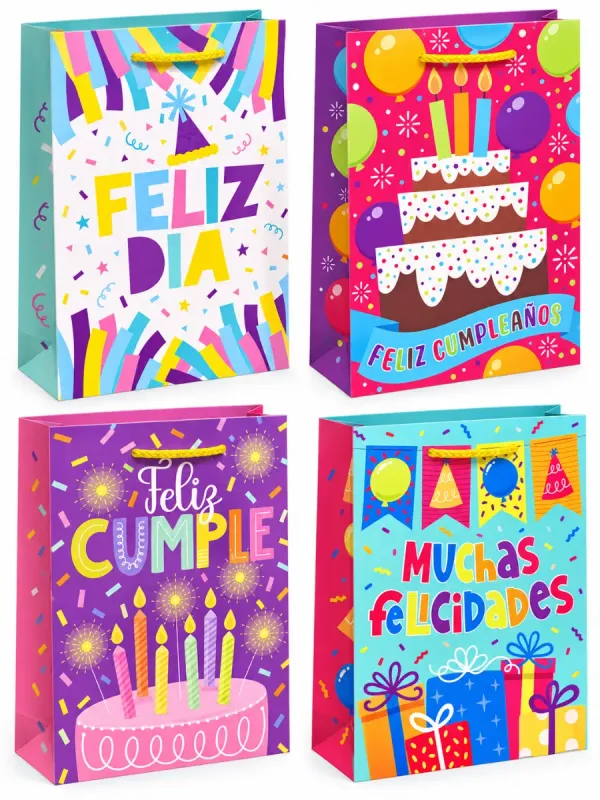 Bolsas GR 36x25 cm Fiesta Joven c/8 – Mayoreo Paquete al por mayor de bolsas GR con diseño Fiesta Joven 36x25 cm con 8 piezas