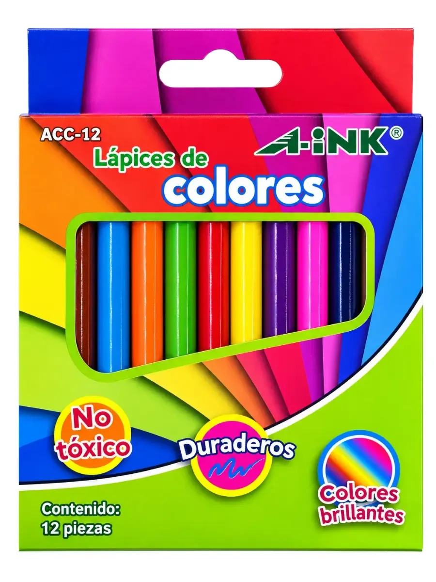 Caja al por mayor de lápices de colores cortos MAE Aink con 12 piezas surtidas
