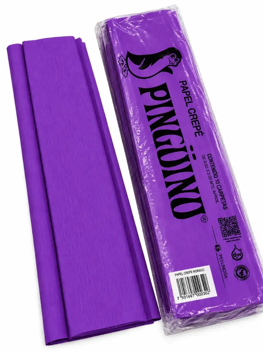 Paquete al por mayor de papel crepé Pingüino color morado con 10 piezas