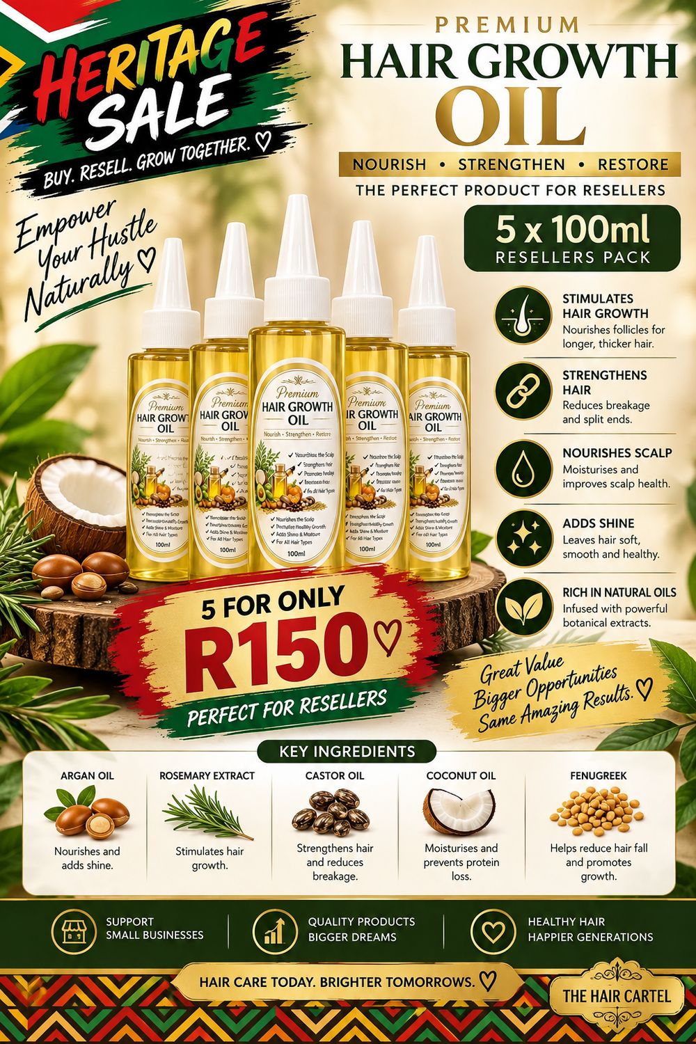 5x 100ml Premium Hair Growth Oils 5x 100ml Premium Hair Growth Oils