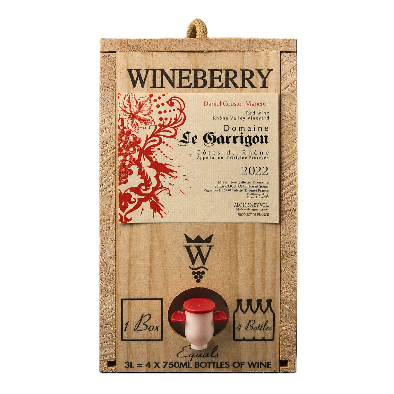 Domaine Le Garrigon Côtes-du-Rhône 3L Wooden Box