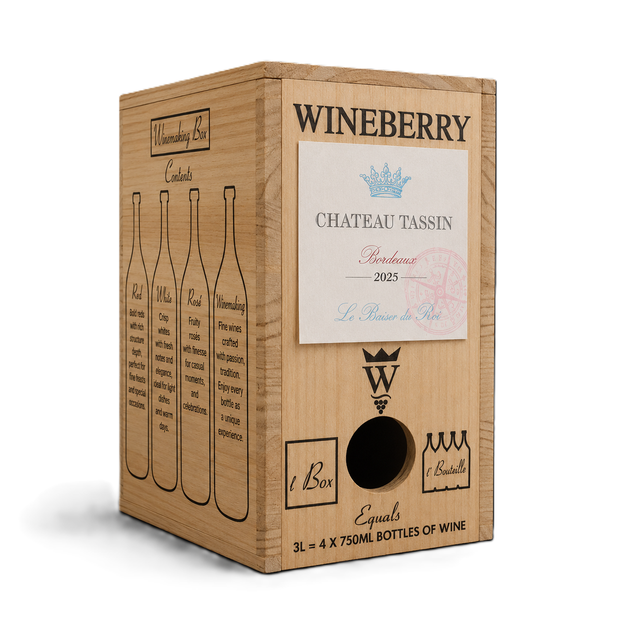 Chateau Tassin Bordeaux Rose 3L Wooden Box