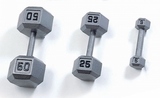 Grey Hex Dumbbells with Straight Handles
