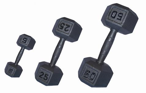 55 lb Grey Hexagon Dumbbells with Contour Handles