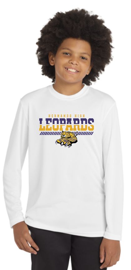 Youth Leopard Split Drifit Long Sleeve Tee