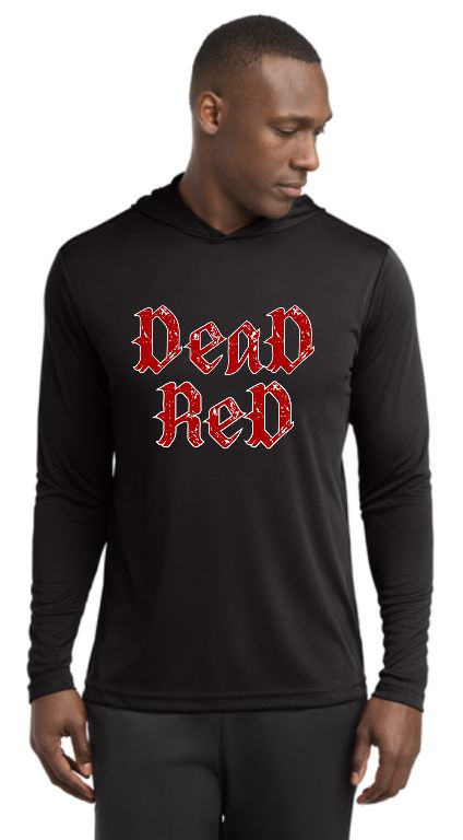 Men&#39;s Hooded Dead Red Drifit Long sleeve Tee