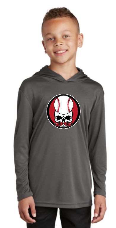 Youth Skull Drifit Hooded Long Sleeve Tee
