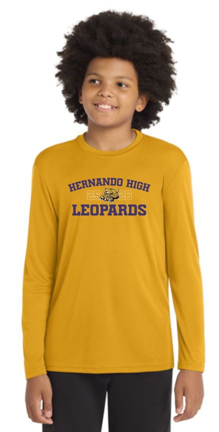 Youth Leopard Crest Drifit Long Sleeve Tee