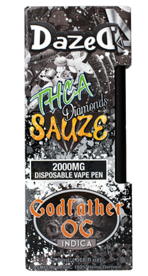 DAZED: THCA DIAMONDS SAUZE DISPOSABLE - 2G - GODFATHER OG (INDICA)
