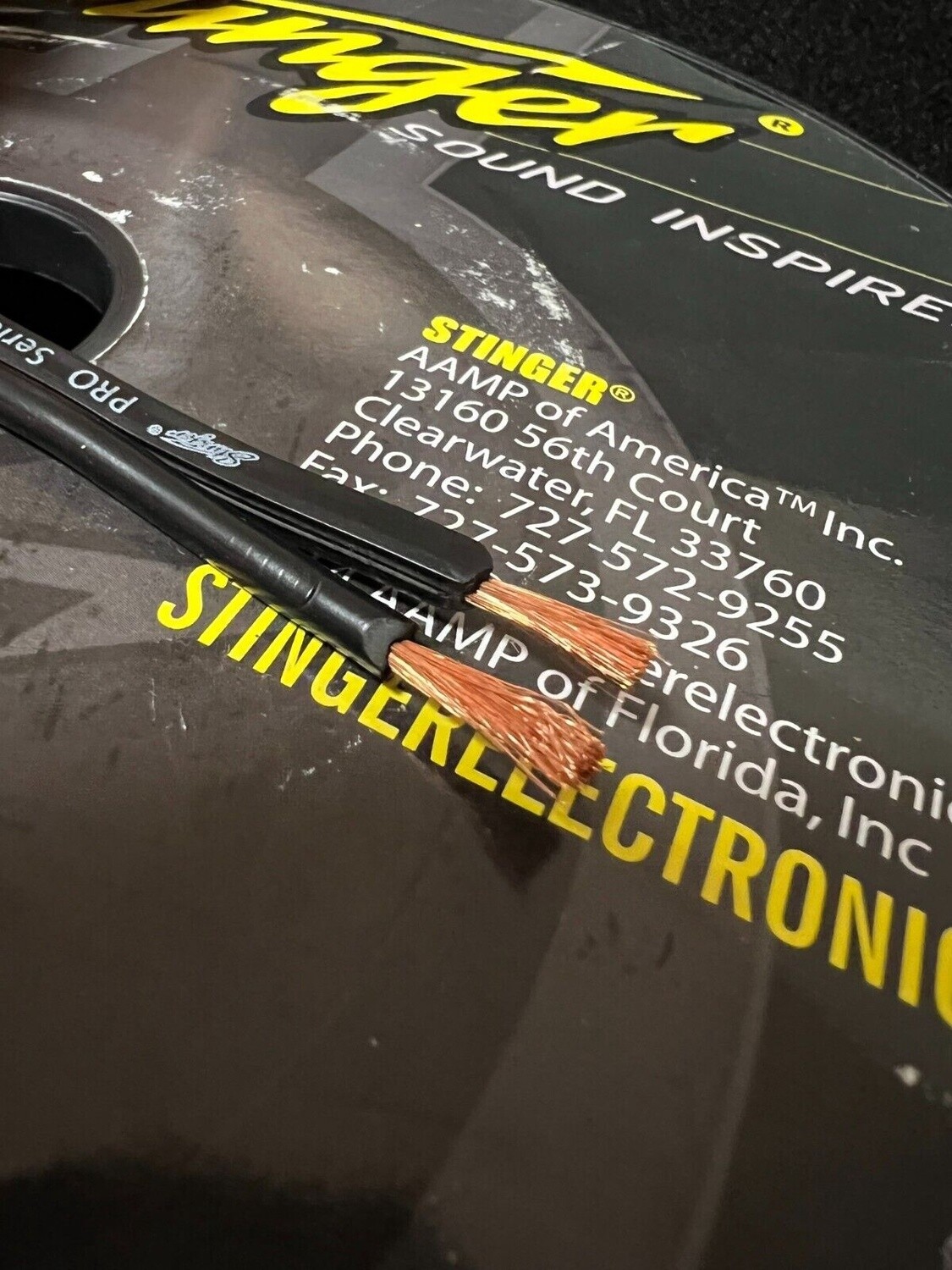 14G SPEAKER WIRE STINGER BLACK, Length: YARD