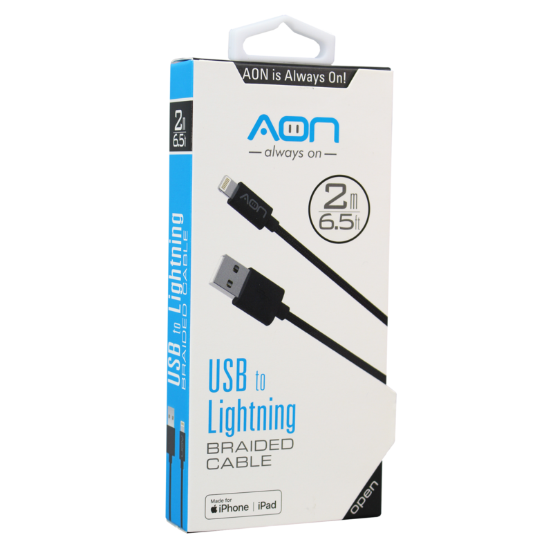 USB TO LIGHTNING BRAIDED 6.5FT AON