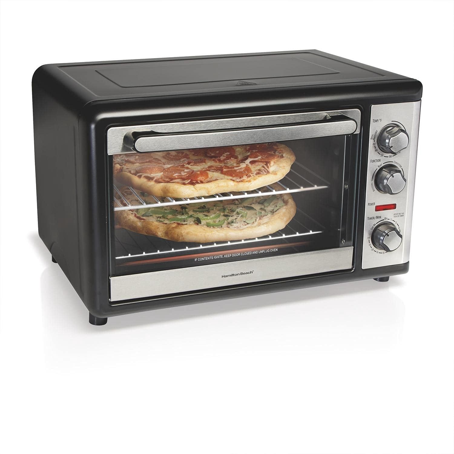 Hamilton Beach Countertop Oven with Convection and Rotisserie, Baking, Broil, Extra Large Capacity, Stainless Steel, 31108