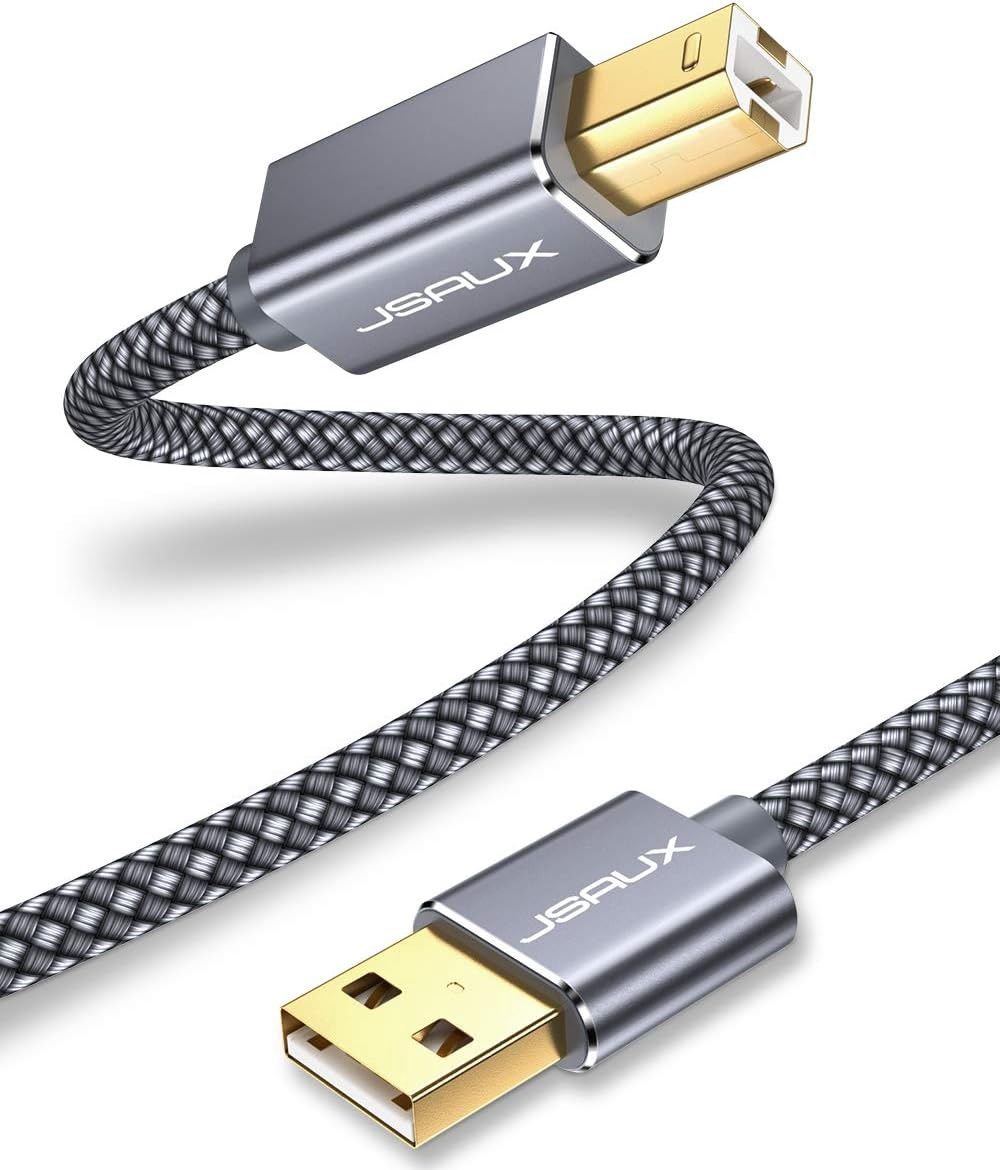 USB A 2.0 PRINTER CABLE JSAUX, Colour: GRAY