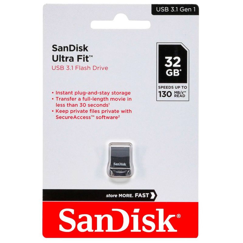 32GB USB 3.1 ULTRA FIT SANDISK FLASH DRIVE