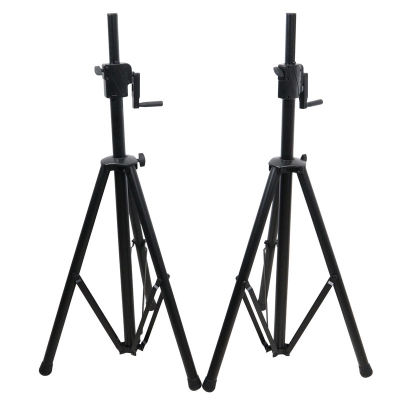 TWIN PACK 6FT TELESCOPING CRANK UP SPEAKER STAND WITH CARRYING CASE PROX