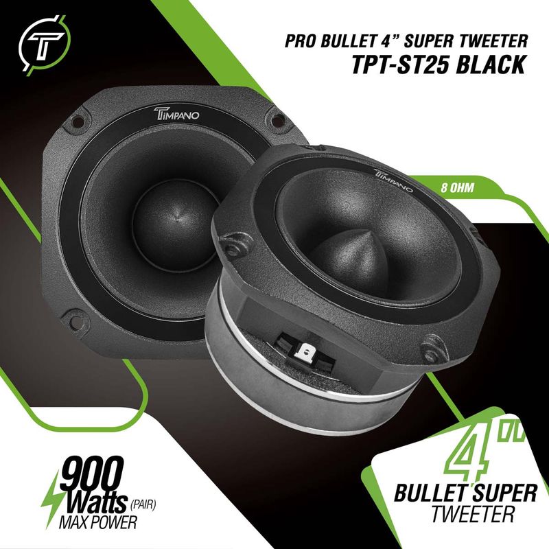 TPT-ST25 BLACK 4&quot; SUPER TWEETER TIMPANO