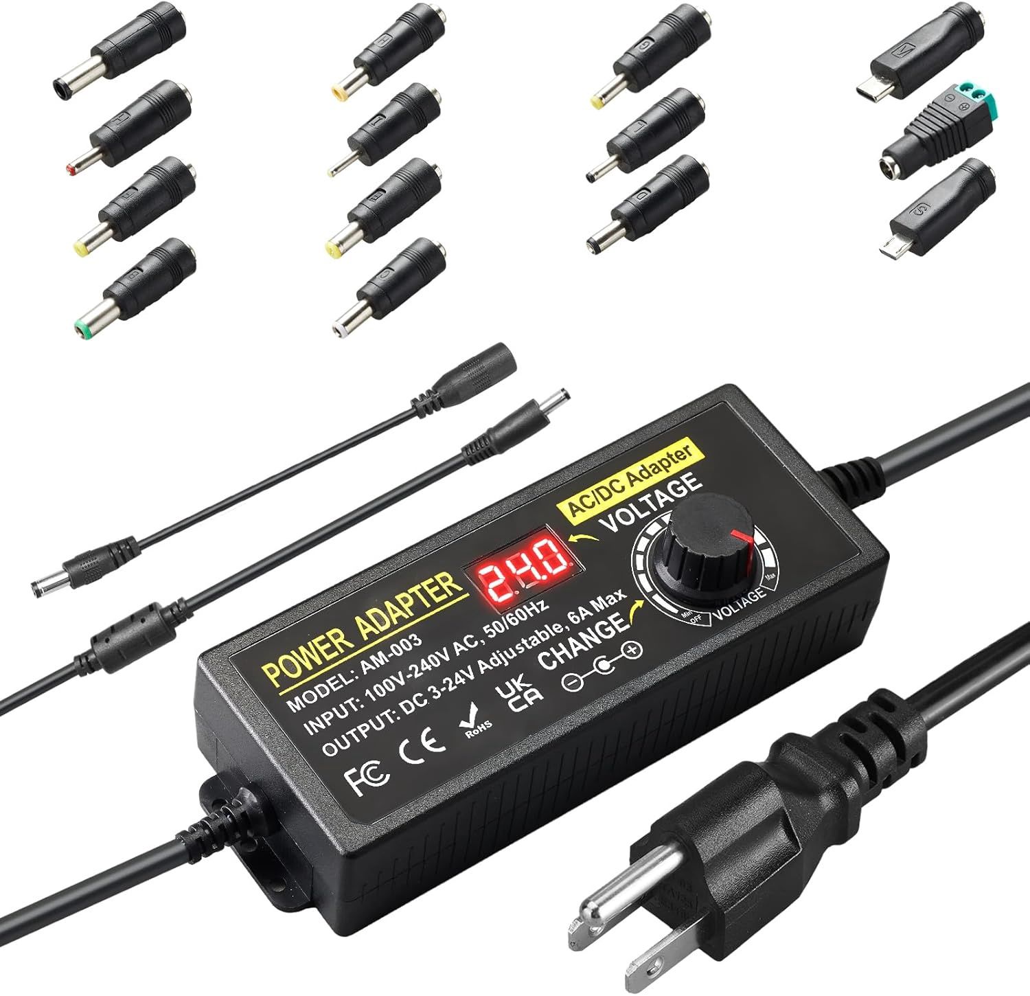 144W ADJUSTABLE POWER SUPPLY ADAPTER 3V-24V 6A