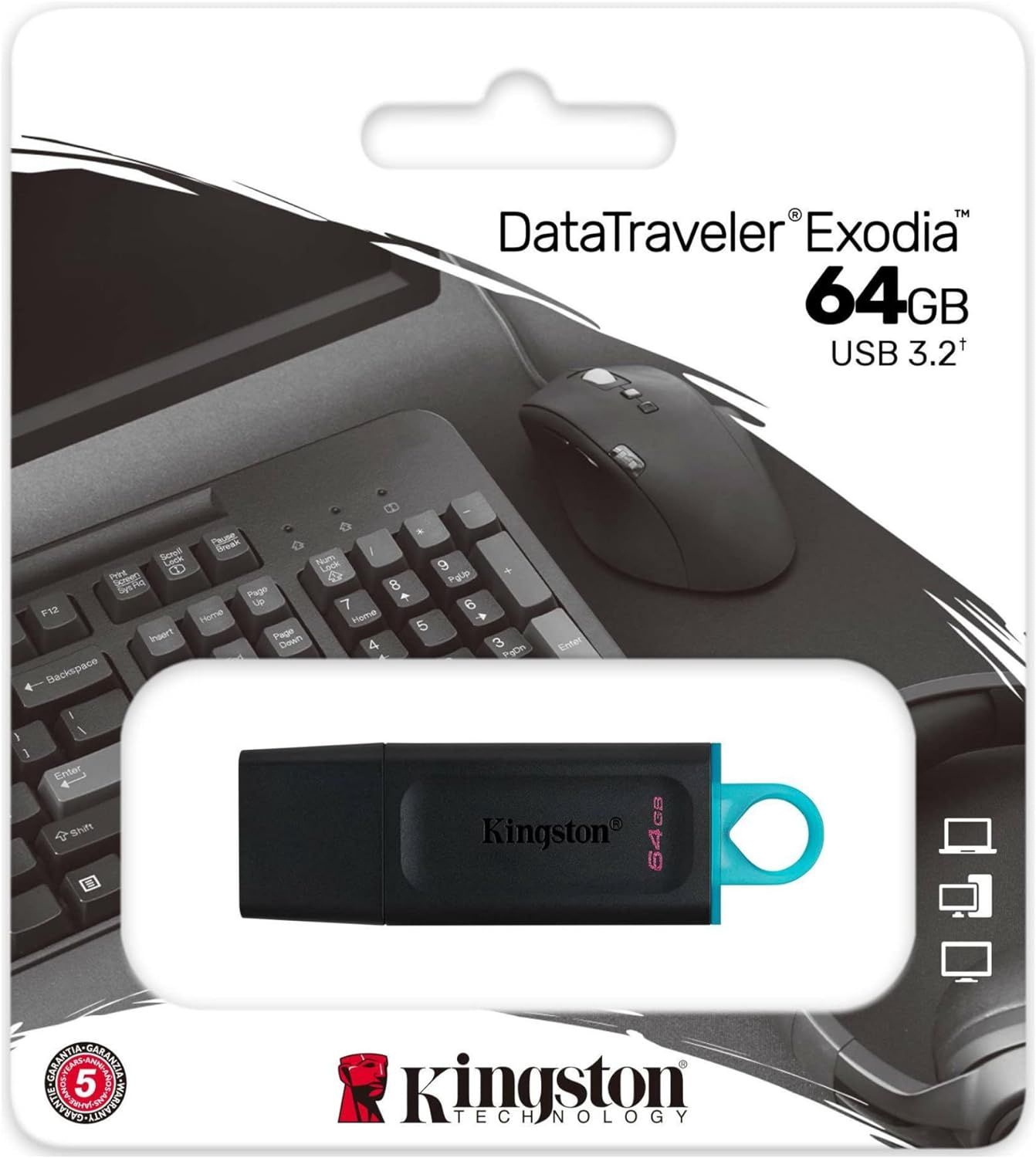 64GB USB 3.2 KINGSTON FLASHDRIVE, Colour: BLACK