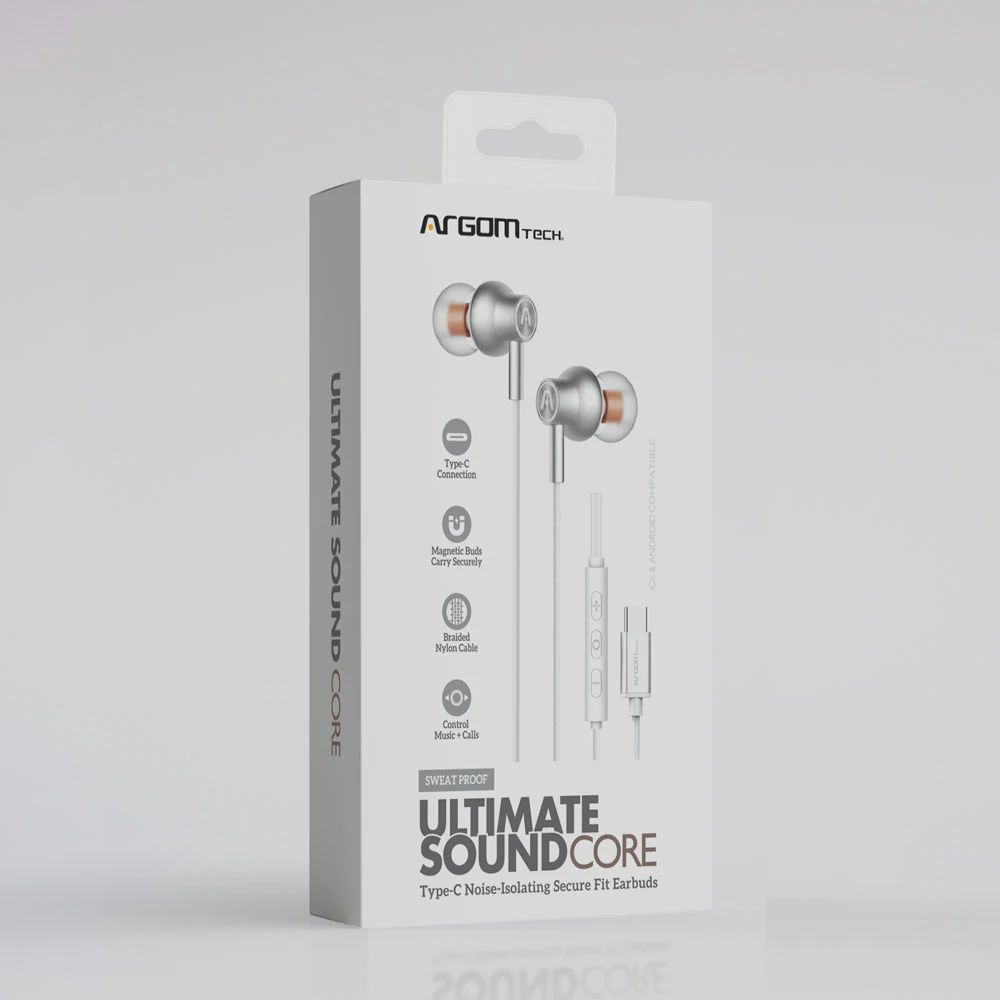 ULTIMATE SOUND CORE TYPE-C WIRED EARBUDS, Colour: WHITE