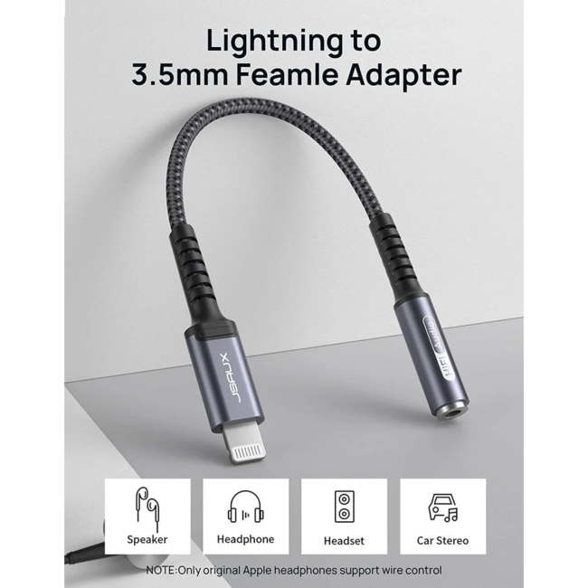 LIGHTNING TO AUX JSAUX MFi CERTIFIED
