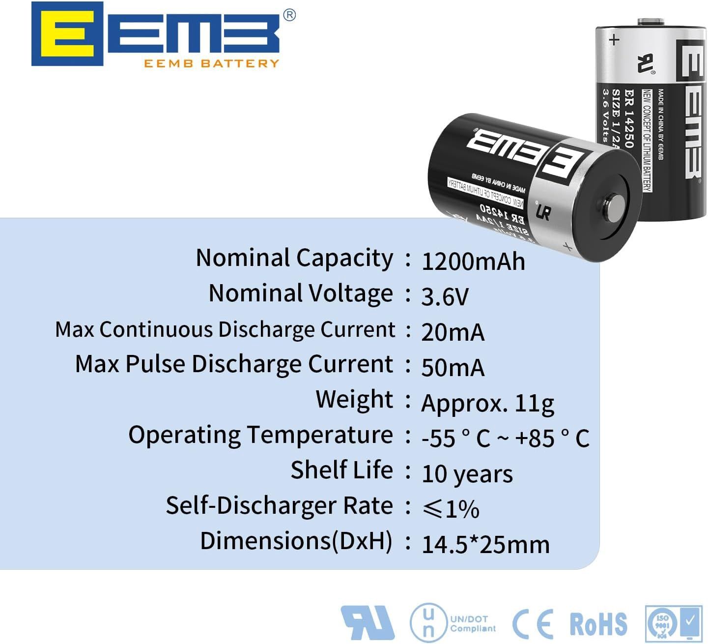 EMMB 1/2 AA/ER14250 BATTERY LITHIUM