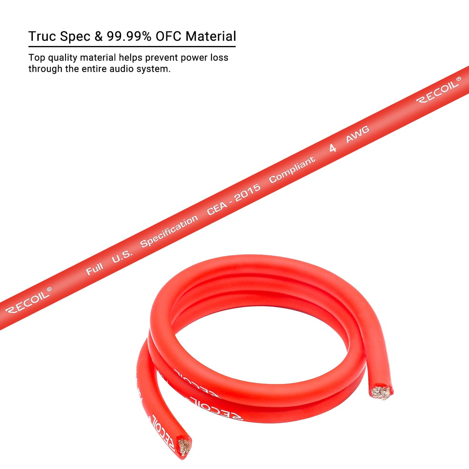 4G OFC RECOIL POWER WIRE, Colour: RED, Length: YARD
