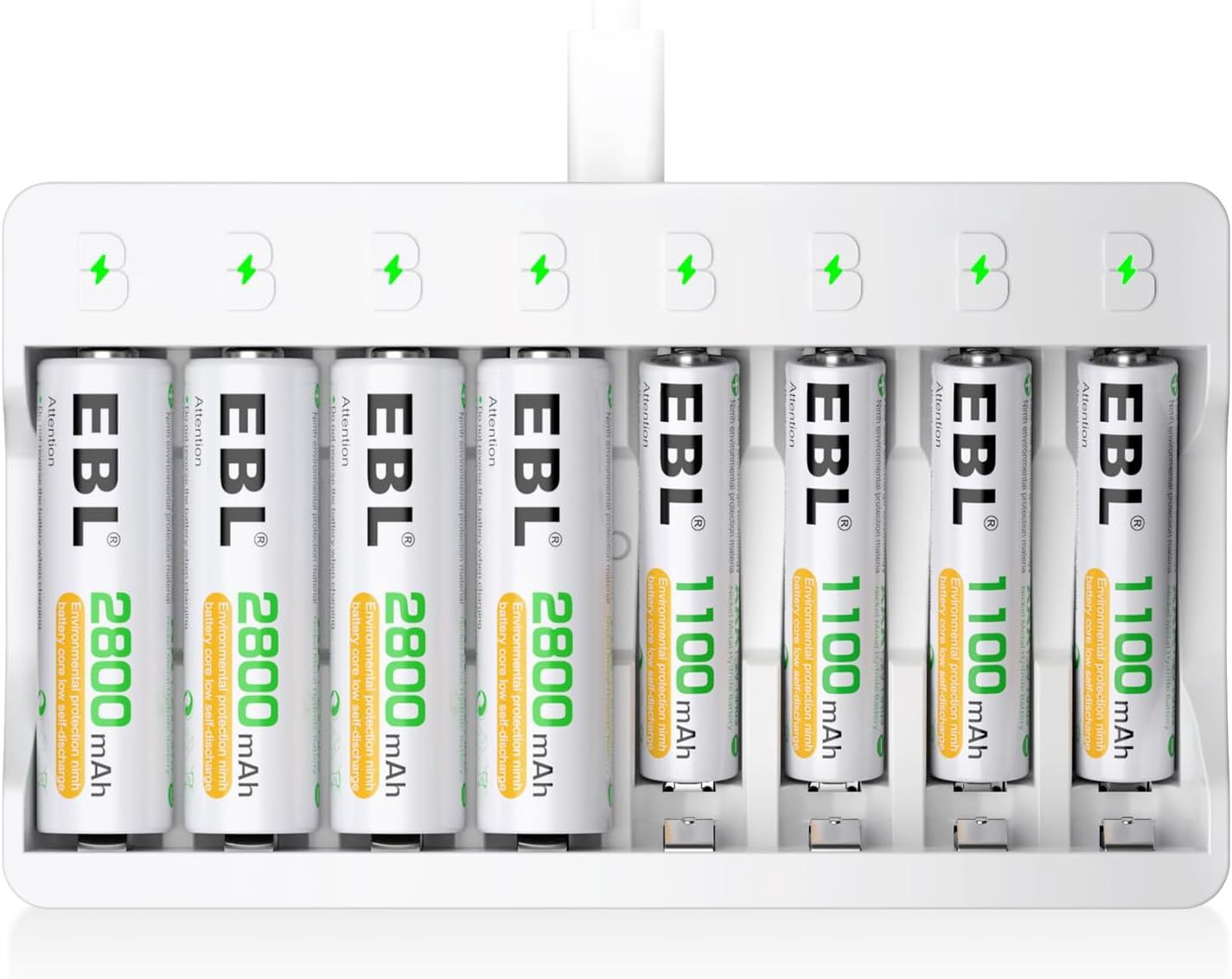 EBL 8 BAY BATTERY CHARGER WITH 4 AAA &amp; 4 AA BATTERIES