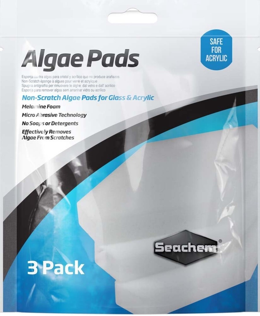 Seachem Laboratories Algae Pad for Glass &amp; Acrylic Aquariums White, 1ea/25 mm, 3 pk